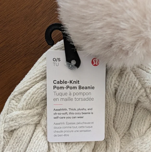 NWT Lululemon Cable Knit Pom Beanie Oatmeal Ivory Off White Cream - Picture 8 of 8